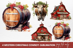 Western Christmas Cowboy Clipart Sublimation Product Image 1