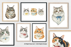 15 Bundle Watercolor Cats Face Kitten Fluffy Pet Funny Stick Product Image 4