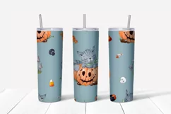 Halloween party cats Skinny tumbler wrap design Product Image 4