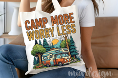 Camp More Worry Less PNG, Vintage Camper Sublimation Design Product Image 5