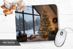 Cozy Holiday Scene with Christmas Tree Mouse Pad PNG Design Product Image 1