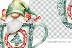 Watercolor Christmas gnome in tea mug, Gnome PNG Product Image 4