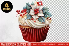 Christmas Cupcake Clipart PNG | Graphics| Christmas Ornament Product Image 4