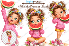 Whimsical Summer Girl Clipart, Cute Beach Girls PNG, Summer Product Image 4