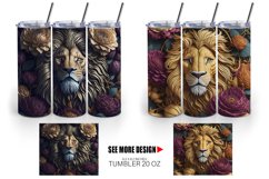 3D Lion Floral | Tumbler Sublimation Wrap Product Image 4