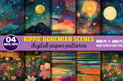 Hippie Bohemian Scenes Journal Paper Bundle PNG Product Image 5