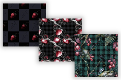 Dark Strawberry Gingham Digital Paper, Seamless Watercolor Product Image 4