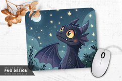 Curious Night Dragon Among Stars Mouse Pad PNG Design Product Image 1