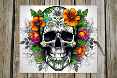 Skulls and flowers | 8 Halloween Skinny tumbler designs Product Image 4