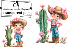 Whimsical Summer Western Girl Clipart Watercolor PNG Product Image 1