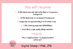 Valentine Bookish Digital Stamp, Romance Books Coloring Page Product Image 4