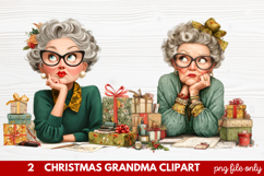 Christmas Grandma Clipart | Cute Holiday Granny PNG Illustra Product Image 1