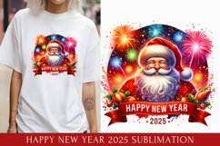 Happy New Year 2025 Sublimation, christmas santa clipart Product Image 1