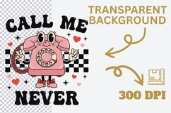 Call Me Never PNG, Retro Valentine Phone Clipart Product Image 2