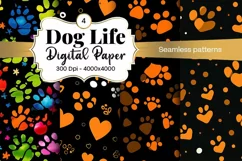 Dog Paw Digital Paper Seamless Scrapbook Paper Product Image 1