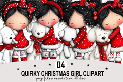 Whimsical Christmas Girl Clipart Watercolor PNG Product Image 1