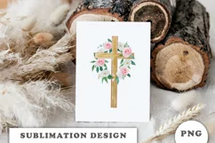 Watercolor Floral cross sublimation Png Product Image 4