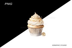 Gold Flowers Cupcake Clipart Product Image 1