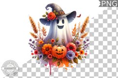 Halloween Ghost And Flowers Sublimation - Halloween Clipart Product Image 1