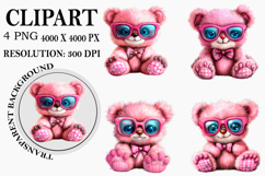 Whimsical Summer Teddy Bear Clipart Watercolor PNG Product Image 1