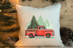 Red Christmas Truck Sublimation Clipart, Christmas PNG Product Image 4