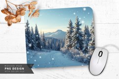 Snowy Village with Peaceful Snowfall Mouse Pad PNG Product Image 1