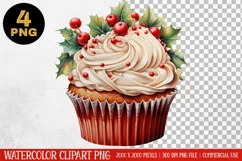 Christmas Cupcake Clipart PNG | Graphics| Christmas Ornament Product Image 4
