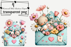Whimsical Boho Valentine Clipart Watercolor PNG Product Image 1