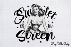 Starlet of the screen PNG,Retro PinUp Sublimation PNG Product Image 1