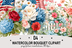 Whimsical Bouquet Clipart Watercolor Png Product Image 1