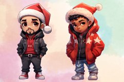 Christmas Chibi Men Clipart Bundle, Christmas Bundle Product Image 5