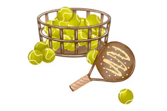 Vintage Tennis Clipart Rackets, Balls, Cap & Basket Product Image 1
