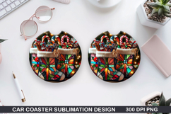 Christmas Car Coaster Sublimation| Christmas Coaster PNG Product Image 1