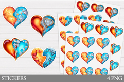 Hearts Stickers Printable. Valentines Sticker Design Product Image 1