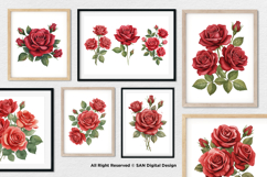 15 Bundle Watercolor Red Rose Romantic Floral Flower Elegant Product Image 4