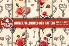 Vintage Valentines Day Pattern Paper PNG Product Image 1