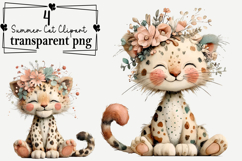 Summer Cat Clipart PNG Watercolor PNG Product Image 1