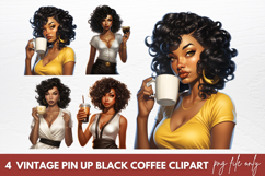 Vintage Pin Up Black Coffee Clipart Product Image 1