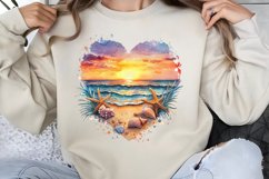 Retro Beach Heart Watercolor Clipart PNG Product Image 1