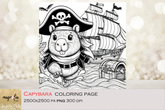 Capybara Pirate Printable Fun Coloring Page for Children Product Image 1