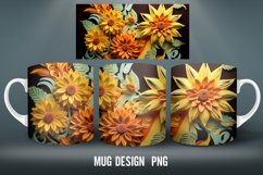 3D flowers Mug Sublimation PNG | Mug Wrap 3D Flowers Product Image 4