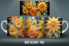 3D flowers Mug Sublimation PNG | Mug Wrap 3D Flowers Product Image 4
