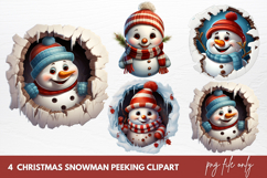 Christmas Snowman Peeking Clipart Product Image 1