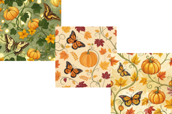 Butterfly Pumpkin Vine Digital Paper, Seamless Pattern Product Image 4