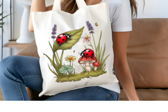 Ladybug Mushroom PNG, Botanical Lavender Sublimation Design Product Image 4