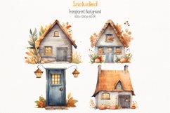 Cozy Fall Cottage Watercolor 26 Cliparts Collection Product Image 2