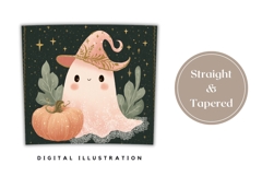 Cartoon Ghost Tumbler Wrap, Glitter Halloween Pumpkin PNG Product Image 4
