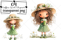 Summer Quirky Coffee Girl Clipart Watercolor PNG Product Image 1