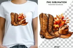 Cowboy Autumn Sublimation Prints, Western PNG Designs Product Image 1