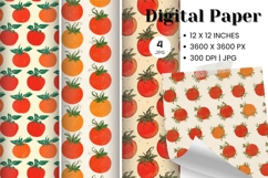 Tomato Pattern Background Fresh Fruit Wallpaper Backdrop_17 Product Image 1